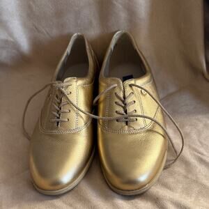 Easy Spirit Anti Gravity Motion Women's Gold Leather Lace Up Shoes sz 8 B 2A